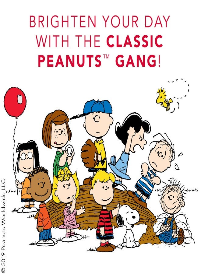 جرافيك لفائف ملصقات هدايا Graphique Peanuts™ | 120 ملصقًا ذاتيًا لاصقًا لعيد الميلاد | 6 تصاميم فريدة مع لمسات من رقائق معدنية حمراء | أسماء المرسل والمستلم | لتغليف هدايا العيد وأكياس الهدايا - Image 4